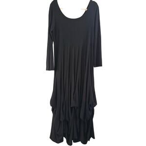 COMFY USA Black Modal Asymmetrical Bubble Hem Maxi Dark Fairy Grunge Dress Sz M